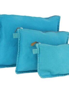 HERMES Bora Bora Pouch Canvas 3 Set Light Blue Auth bs32604